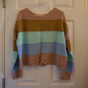 ripped striped sweater size s